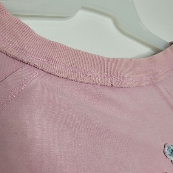 Bluevelvet pink oversized star plaid patch distressed v neck pullover Size Med - Picture 11 of 11